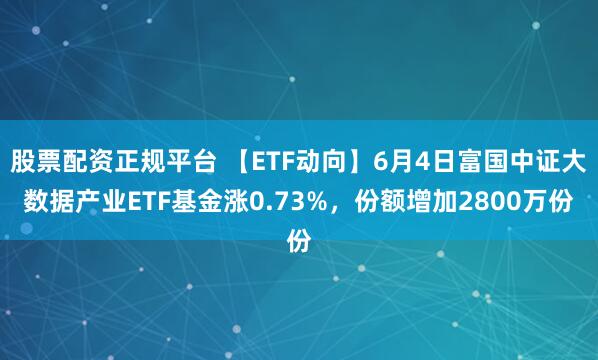 股票配资正规平台 【ETF动向】6月4日富国中证大数据产业ETF基金涨0.73%，份额增加2800万份